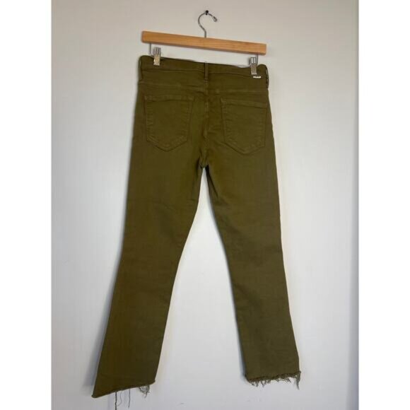 NEW Mother The Insider Crop Step Fray High Rise Straight Jeans Fir Green Size 28 - Picture 5 of 8